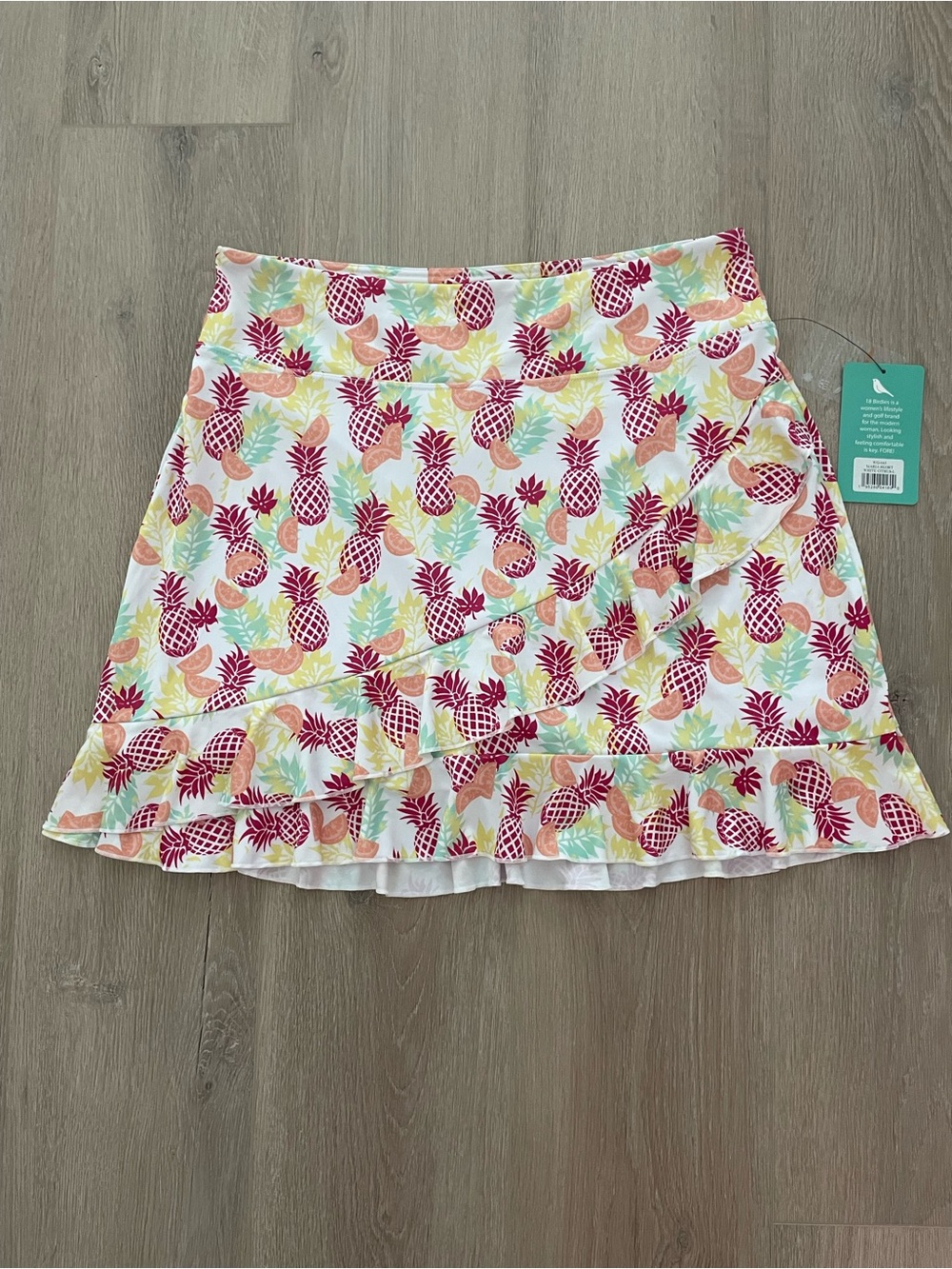 Birdies White Pineapple Print Ruffle Skort